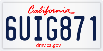 CA license plate 6UIG871
