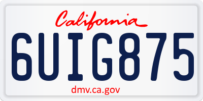 CA license plate 6UIG875