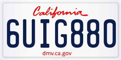 CA license plate 6UIG880