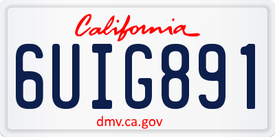CA license plate 6UIG891