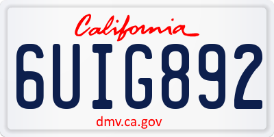 CA license plate 6UIG892
