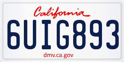 CA license plate 6UIG893