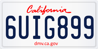 CA license plate 6UIG899