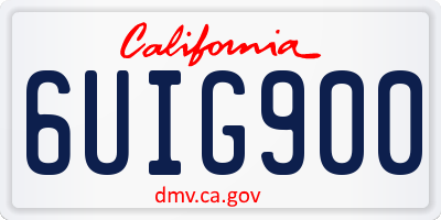 CA license plate 6UIG900