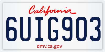 CA license plate 6UIG903