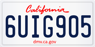 CA license plate 6UIG905