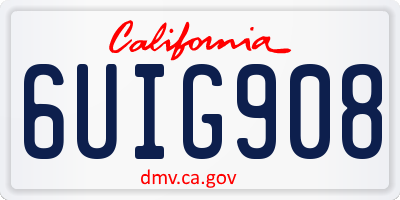 CA license plate 6UIG908
