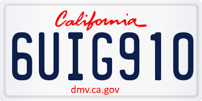 CA license plate 6UIG910