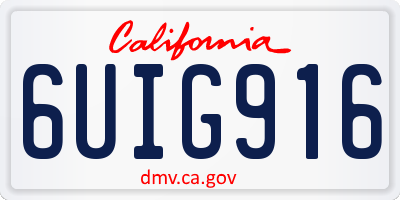 CA license plate 6UIG916