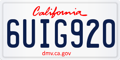 CA license plate 6UIG920