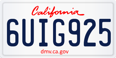 CA license plate 6UIG925