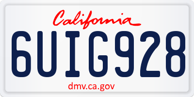 CA license plate 6UIG928