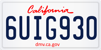 CA license plate 6UIG930