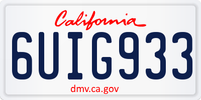 CA license plate 6UIG933