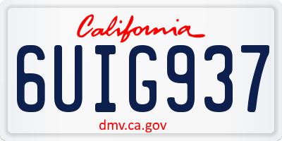 CA license plate 6UIG937