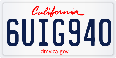 CA license plate 6UIG940