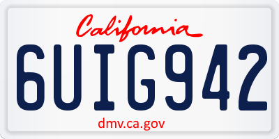 CA license plate 6UIG942