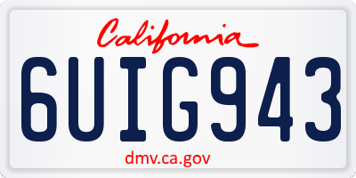 CA license plate 6UIG943