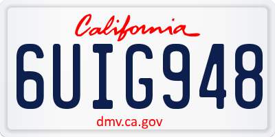 CA license plate 6UIG948
