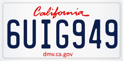 CA license plate 6UIG949