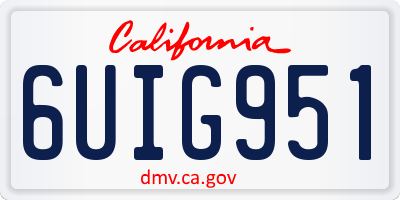 CA license plate 6UIG951