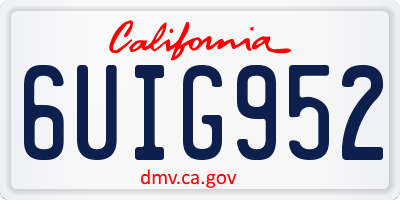 CA license plate 6UIG952
