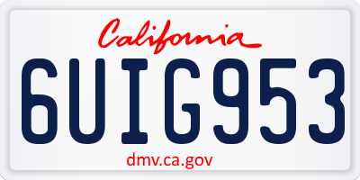 CA license plate 6UIG953