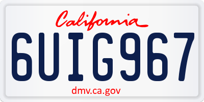 CA license plate 6UIG967