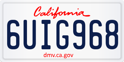 CA license plate 6UIG968