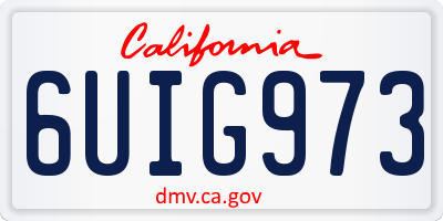 CA license plate 6UIG973