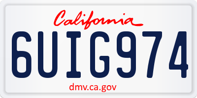 CA license plate 6UIG974
