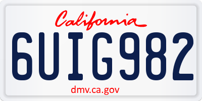 CA license plate 6UIG982