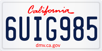 CA license plate 6UIG985