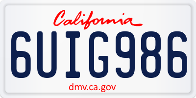 CA license plate 6UIG986