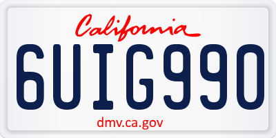 CA license plate 6UIG990