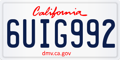 CA license plate 6UIG992