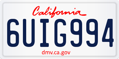 CA license plate 6UIG994