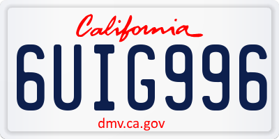 CA license plate 6UIG996