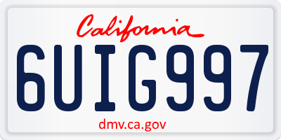 CA license plate 6UIG997