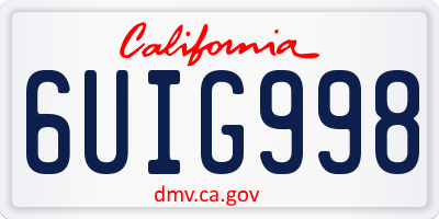 CA license plate 6UIG998