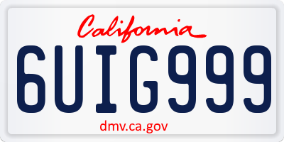CA license plate 6UIG999
