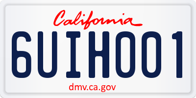 CA license plate 6UIH001
