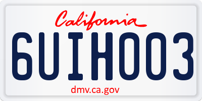CA license plate 6UIH003