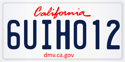 CA license plate 6UIH012