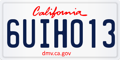 CA license plate 6UIH013