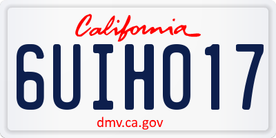 CA license plate 6UIH017