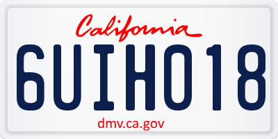 CA license plate 6UIH018