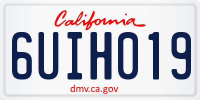 CA license plate 6UIH019