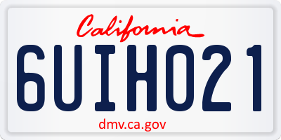 CA license plate 6UIH021