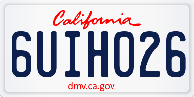 CA license plate 6UIH026